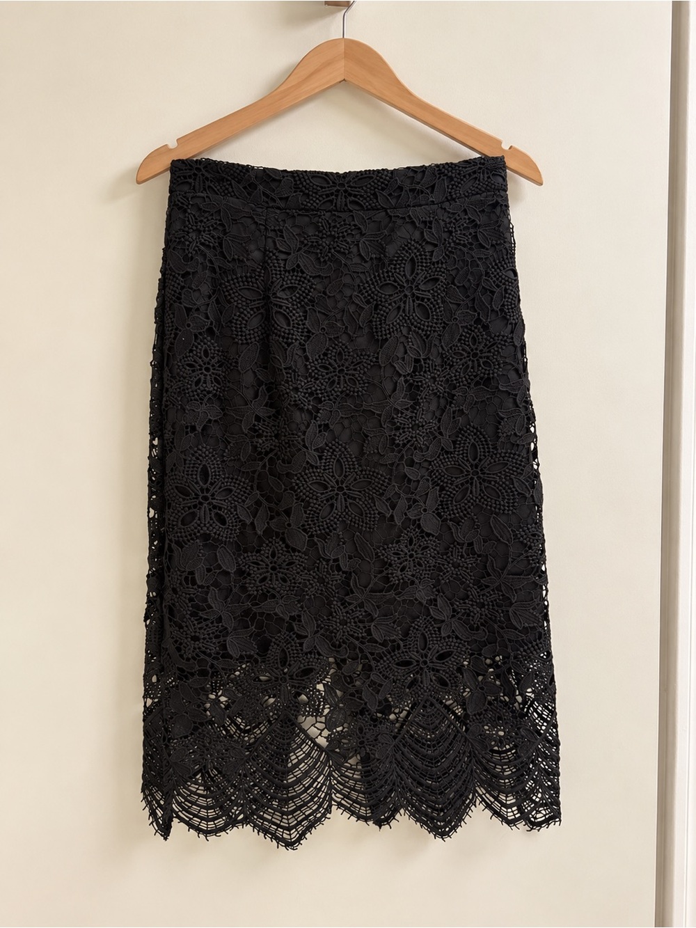 Nikibiki Black Floral Lace Midi Skirt